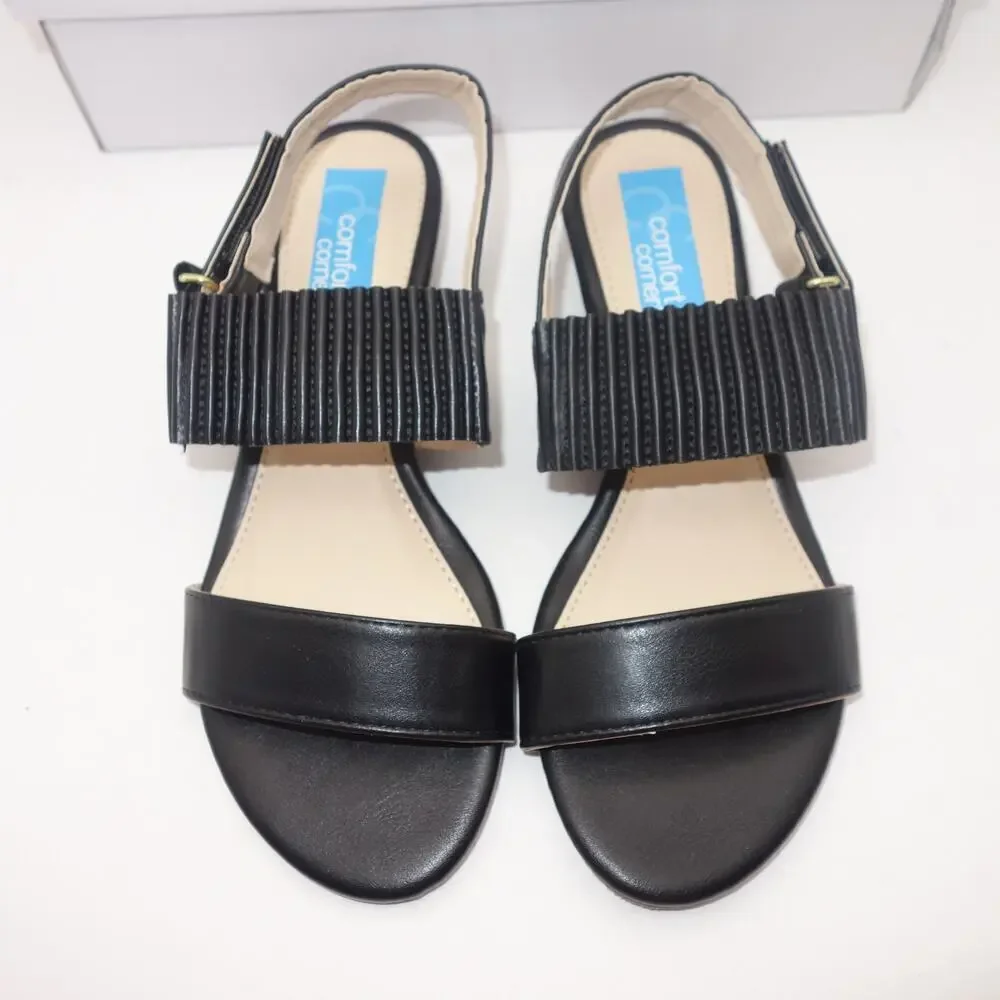 New in Box Comfort Corner BLACK Sandals Low Heel Women's 7
